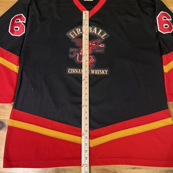 Fireball Whisky Hockey Jersey Large Black Stitched Raised Lettering #66 Projoy - Picture 3 of 16